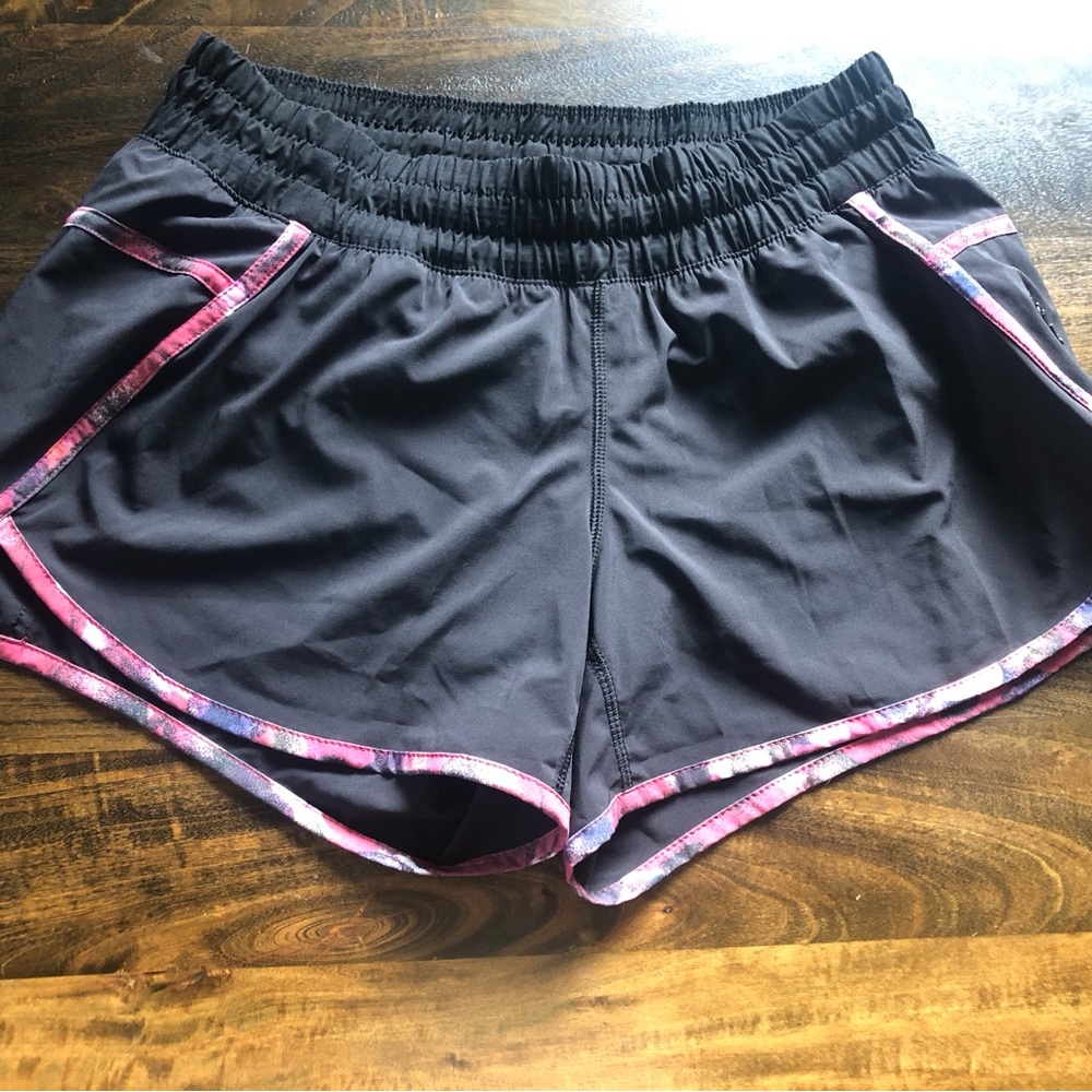 Women's Black Athletic Shorts with Pink Trim